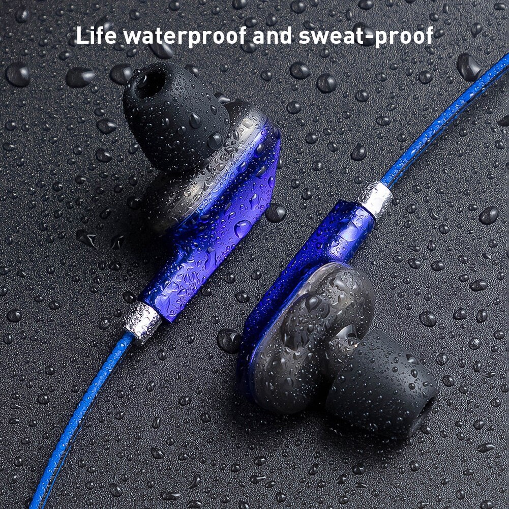 3.5mm kabelgebundene in-ear-sportkopfhörer mit 2 treibern, quad-moving-coil-treiber, hifi-bass, hd-mikrofon und galvanisiertem gehäuse