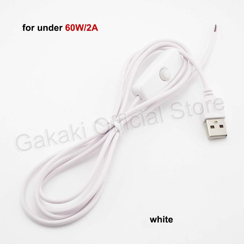 LED-strip USB-connector Kabelverlenging 2-pins voedingsdraad aan/uit-schakelaar Elektrische 5V-draad voor LED-verlichting: WHITE / 5-9 Stks