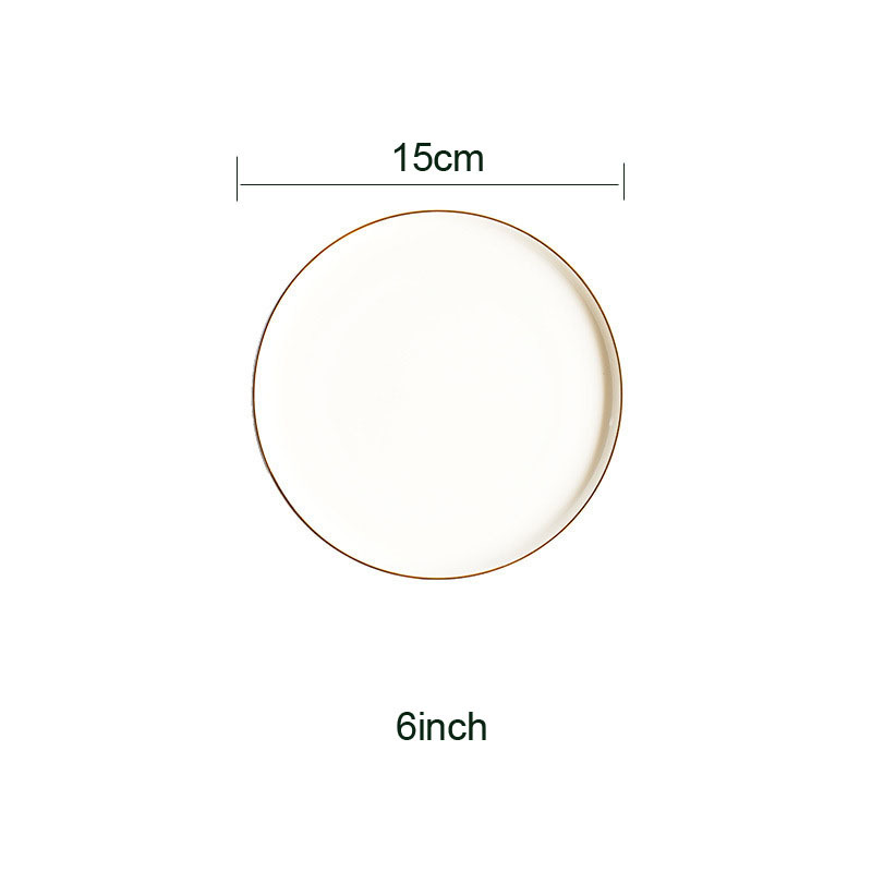 Nordic round ceramic plate, pizza plate with solid metal dessert frame, enamel Western porcelain, cake tray, dessert: Silver