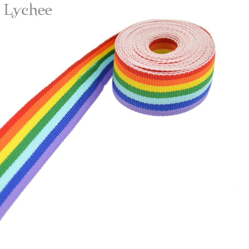 Lychee Leven 3 Meter Regenboog Strepen Gedrukt Lint Diy Partij Decoratie Kleding Naaien Stof