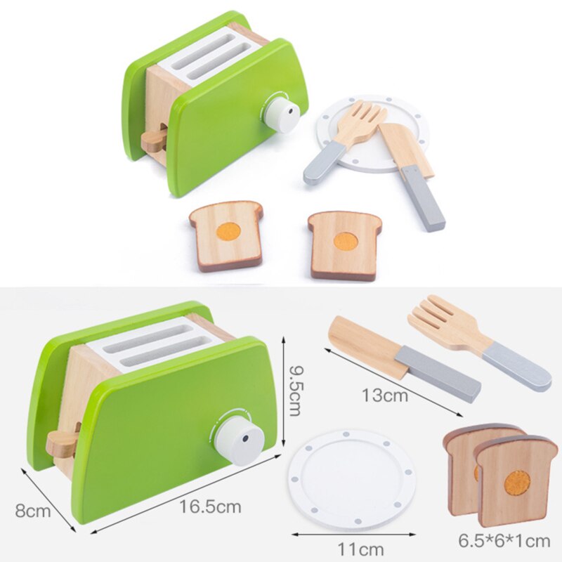 Giochi di cucina Giocattolo di Simulazione di Legno Macchina Da Caffè Tostapane Mixer Macchina Spremiagrumi Casa di Apprendimento Precoce Giocattoli Educativi Regalo: 6