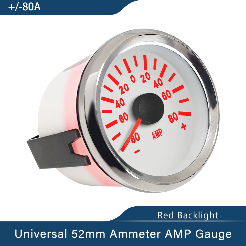 Universale impermeabile 52mm 2 &quot;amperometro amp misura +/-80A/+/-150A con sensore di corrente con retroilluminazione rossa 12V 24V per barca camion auto