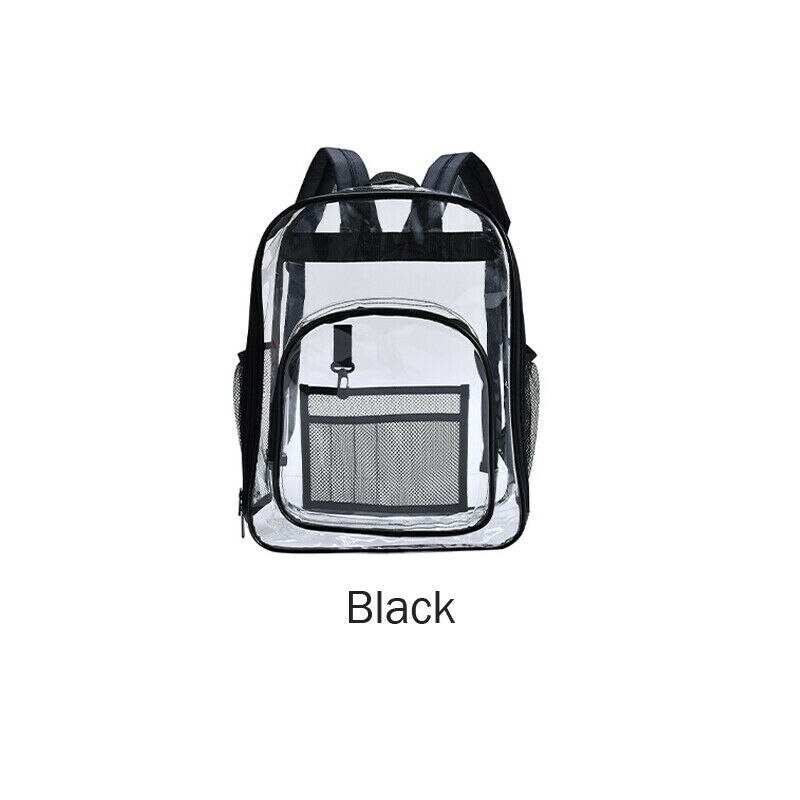 Women Backpack Clear Transparent PVC Multi-pockets School Bag Travel Backpack AU: black