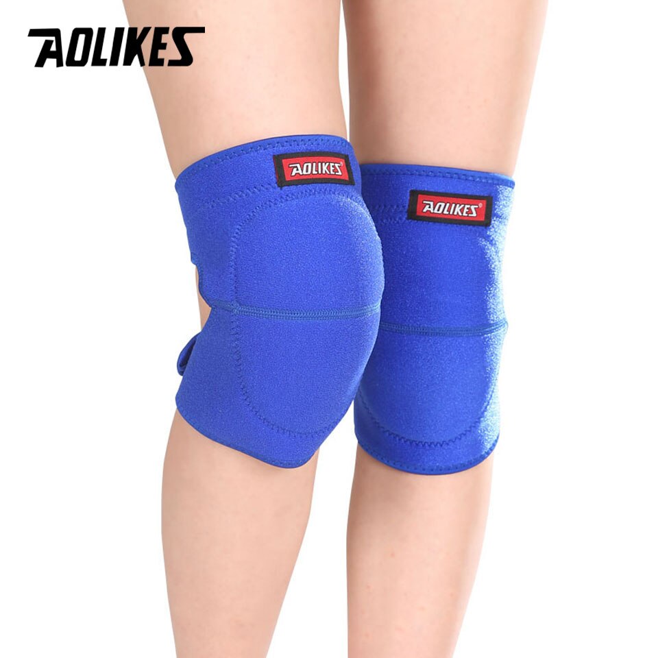 AOLIKES 2 Pz/lotto Pallavolo Ginocchiere Spugna Spessa sport Supporto Ginocchiere per il cestino Danza joelheira rodilleras protettore: blu / M