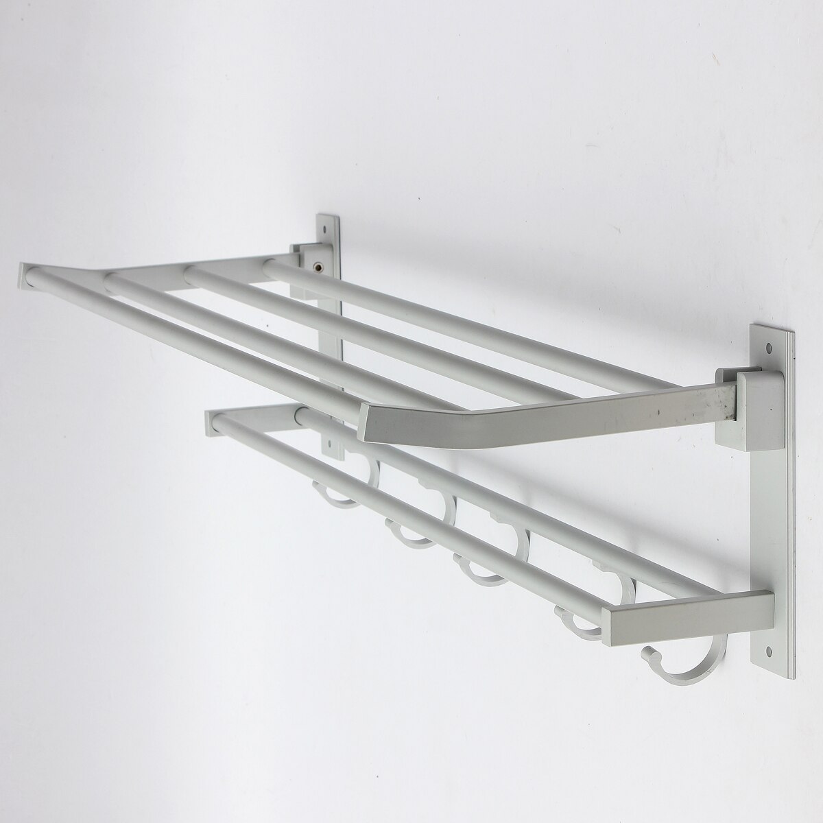 Alumimum Opvouwbare Badkamer Handdoek Rack Holder Opslag Hanger Keuken Hotel Handdoek Kleren Plank Met 5 Haken
