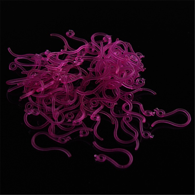 500 stk 6 farver plastik øreringe kroge tråde diy øreringe fund øreringe låse kroge fittings gør det selv smykker fremstilling tilbehør: Hot pink