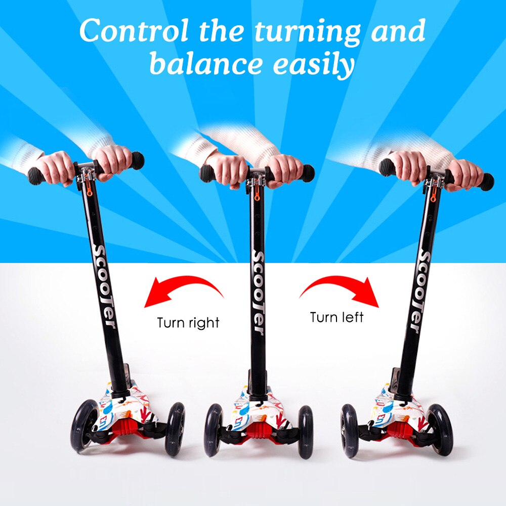 Scooter pieghevole per bambini Scooter a 3 ruote con ruote illuminate Scooter per bambini Scooter leggero regolabile da 3-8 anni