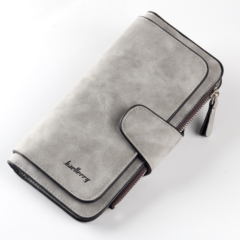 Wallet Women Big Capacity Three Fold Lady Purses Scrub Leather Female Wallets Clutch Feminina Carteira: gray