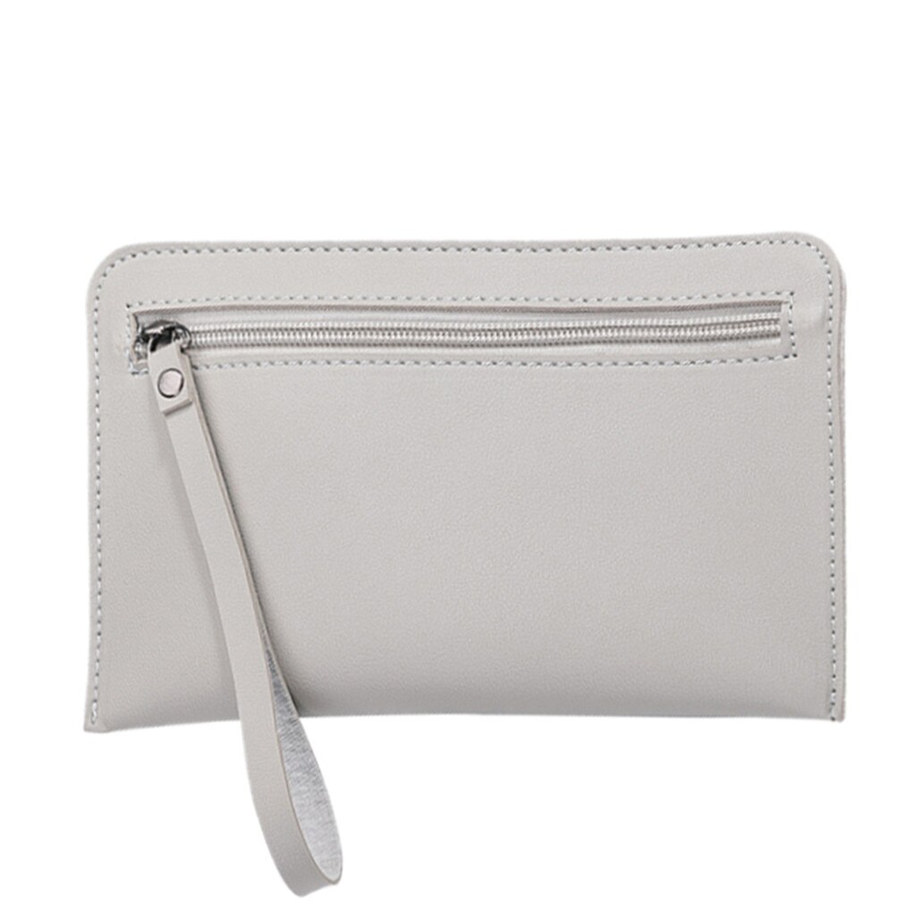 Aelicy vrouwen Lederen Clutch Portefeuilles Portemonnee Rits Handtas Visitekaarthouder Tassen Monedero De Cuero Para Mujer: Gray