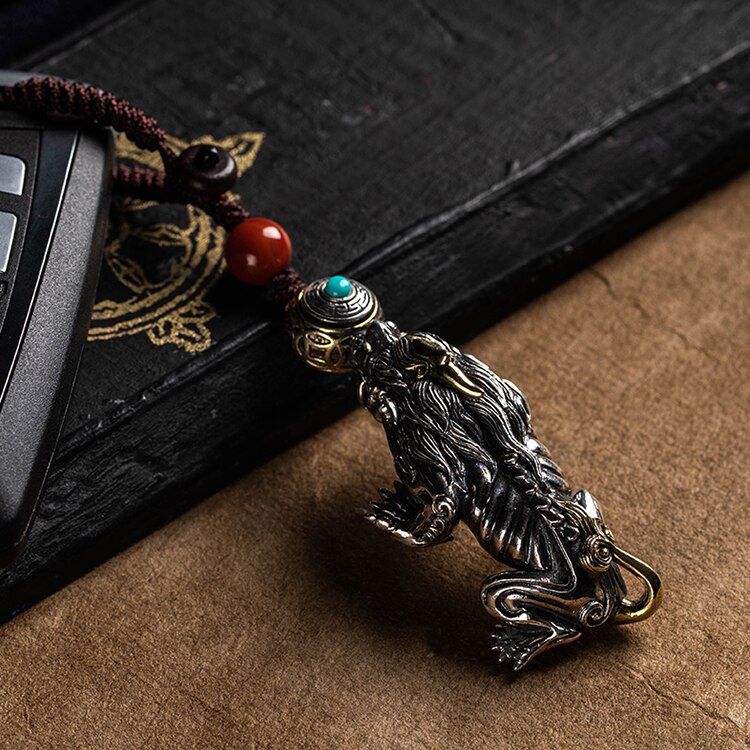Oriental Kingdom&#39;s Pixiu Keychain Men&#39;s Car Retro Key Pendant Women&#39;s Good Luck High-end Accessories for Father