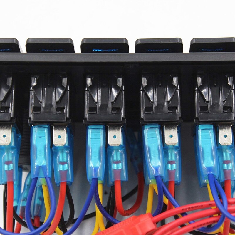 6 Gang Waterproof Marine Boat Rocker Switch Panel with LED Backlight for Car SUV Marine RV Truck Camper Boat