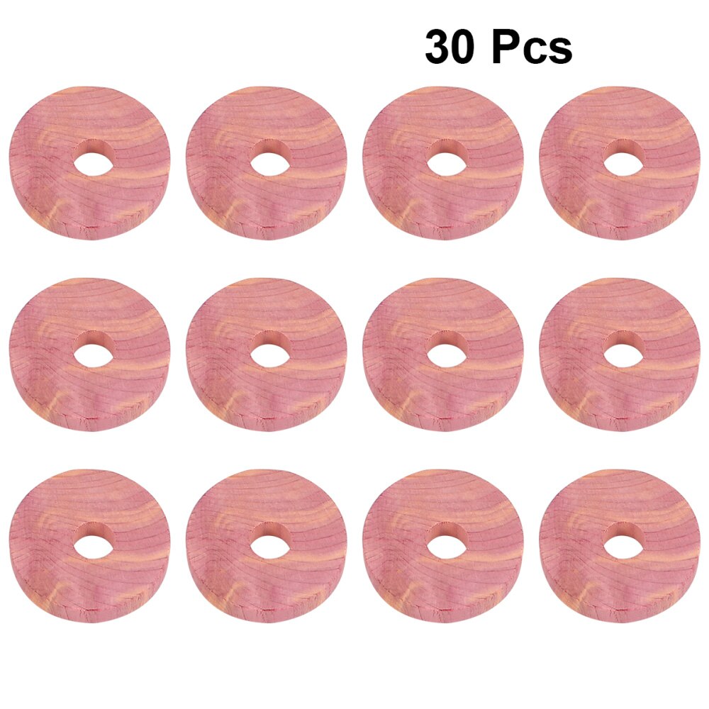 30 stuks cederhouten blokken, mottenbestendig, duurzaam geurend, cederhouten ring, insectenwerende ring voor lades en opbergdozen: Default Title