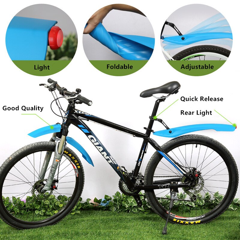 Mtb vejcykel mudderbeskyttelse cykel gaffel sadelpind mudderbeskyttelse cykelstel beskyttelsescyklus bagtil bagtilbehør med ledet baglys