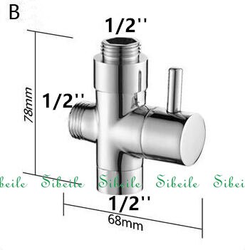 Sble krom 3- vejs badeværelse toilet bidet 3/4 '' 1/2 '' t-adapter bruseromskifterventil brusebadarmatur tee-stik shattaf ventil: Gul