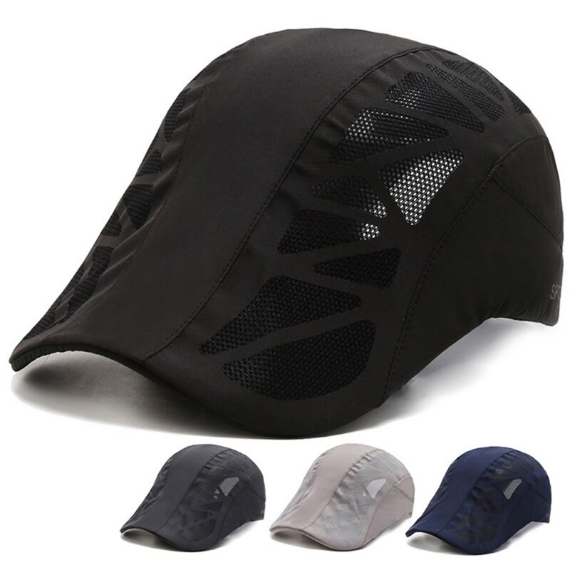 Chapéu de boina casual de verão boné liso gatsby chapéu ajustável respirável boina malha moda bonés 1