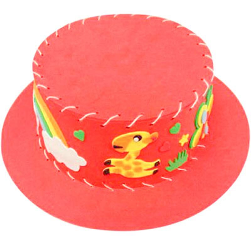 Chapeau tissé en papier mousse EVA créative, 1 pièce, motifs de fleurs et d&#39;étoiles, Art de maternelle, bricolage pour enfants, jouets artisanaux, décorations de fête,: Red