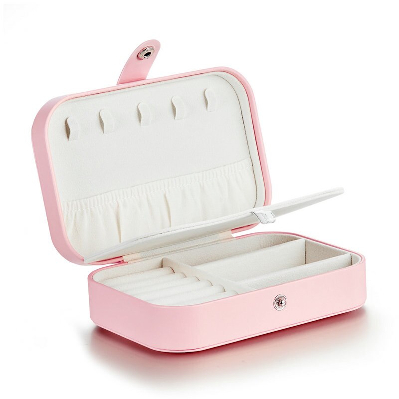 Caja de almacenamiento de joyería de cuero PU multifunción bamoer Pink, caja de almacenamiento de anillo, estuche de exposición para señora, caja de almacenamiento, sólo BZ0065