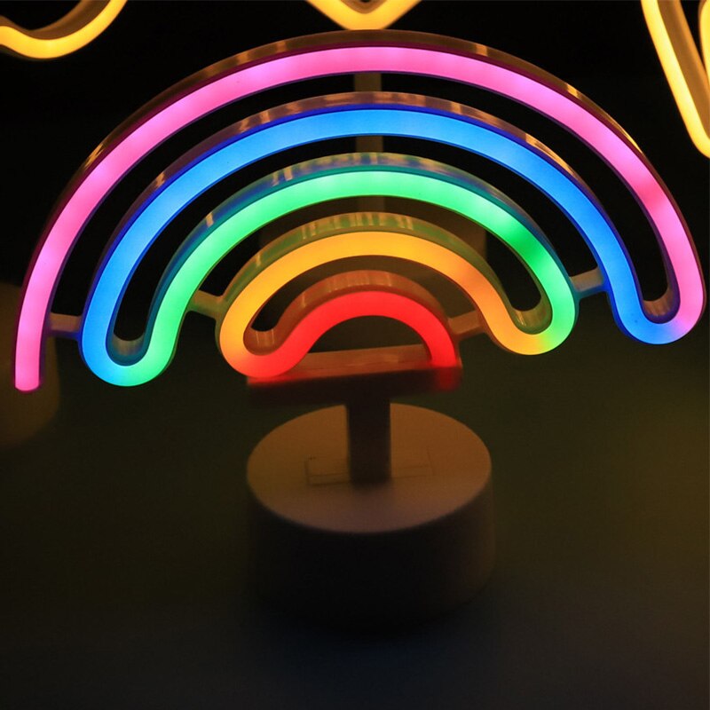 Neon Christmas Tree LED Xmas Home Decor Neon Sign Lamp Rainbow Flamingo Table Bedside Light USB / Battery Power: Rainbow