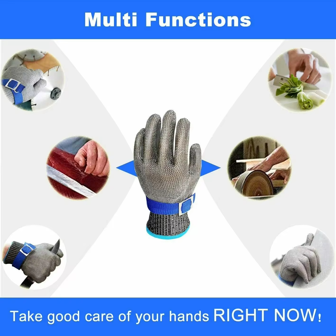 Cut Resistant Stainless Steel Gloves Working Safety Gloves Metal Mesh Anti Cutting For Butcher Worker