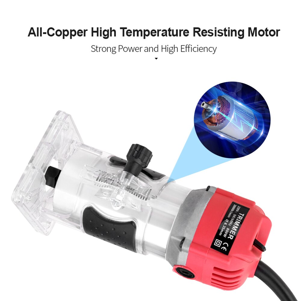 800W 30000r/min Woodworking Electric Trimming Machine Engraving Electromechanical Wood Milling Slot Machine Copper Motor DIY Kit