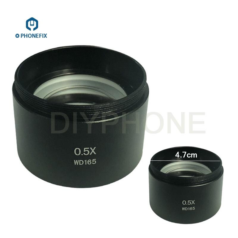 Microscopio de lente objetivo auxiliar Barlow, Trinocular auxiliar para microscopio Lente de Cristal, Zoom estéreo, WD165, 0.5X, 0.7X, 1.0X, 2.0X