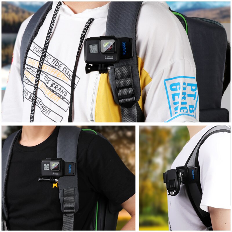 JINSERTA, Clip para mochila de rotación de 360 grados para GoPro Hero 7 6 5, pinza mochila para portátil para DJI OSMO ACTION, SJCAM, Xiaomi yi