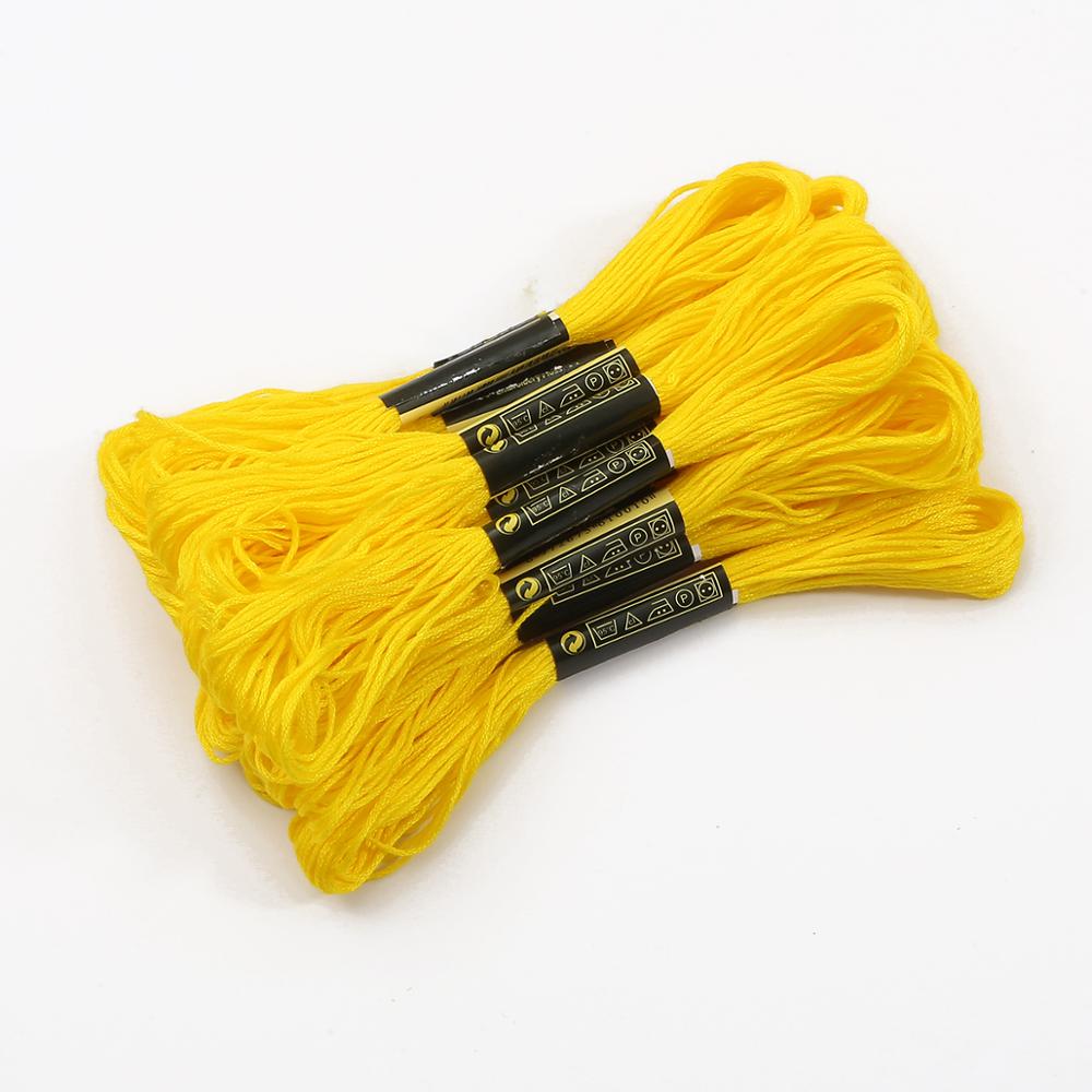 50pcs/lot Mix Colors Cross Stitch Floss Threads Cotton Embroidery Thread Sewing Skeins Kit Craft DIY Sewing Tools: yellow