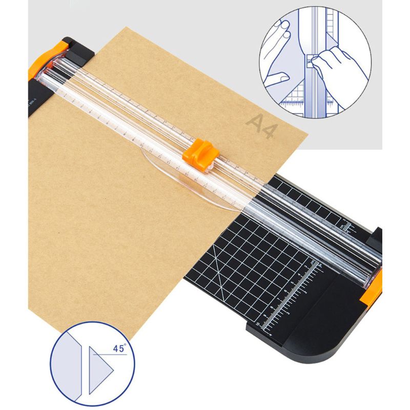 Paper Cutter Trimmer Jielisi 909-5 A4 Guillotine Ruler Paper Cutter Trimmer Cutter Black-Orange