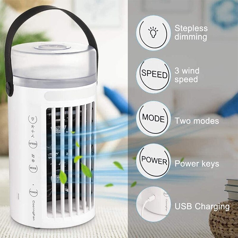 Mini Draagbare Airconditioner Ventilator 4 In 1 Airconditioner Ventilator Adiabatische Koelers Purifier 3 Snelheden Desktop Koelventilator