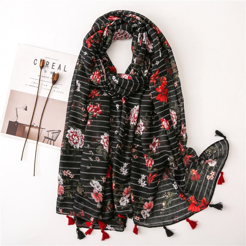 VISROVER-Long foulard en Viscose Shaw | Longue écharpe, imprimé Tropical, pour robe de plage, écharpe d'été pour femmes,: 4
