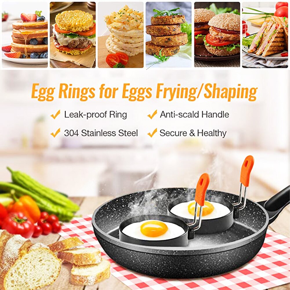 Round Breakfast Mold Tool Cooking Non Stick Circle Shaper Egg Rings For Frying Meat Pie Sandwiches Egg Maker Molds Set