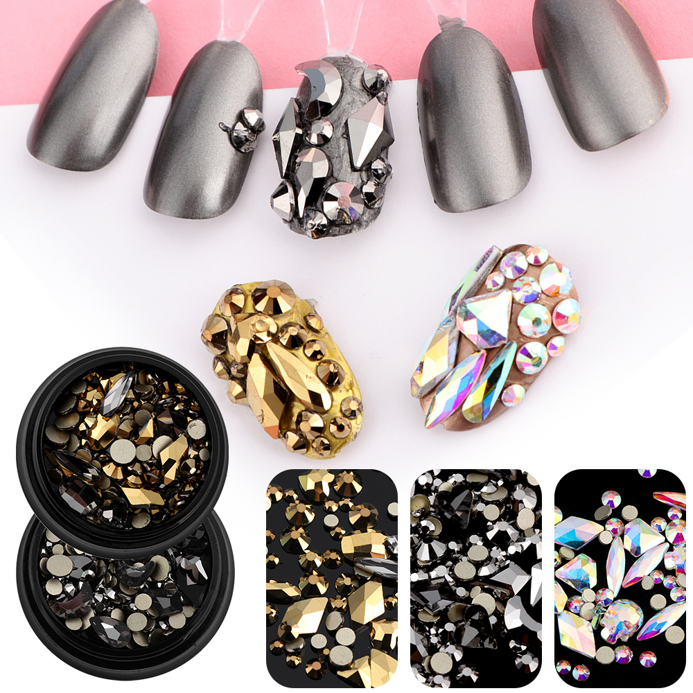 York Storm Gebroken Glas Steentjes Voor Nagels Gems Nail Art Rhinestones Mix Rhinestone 3D Nail Art Decoraties Stones Nail