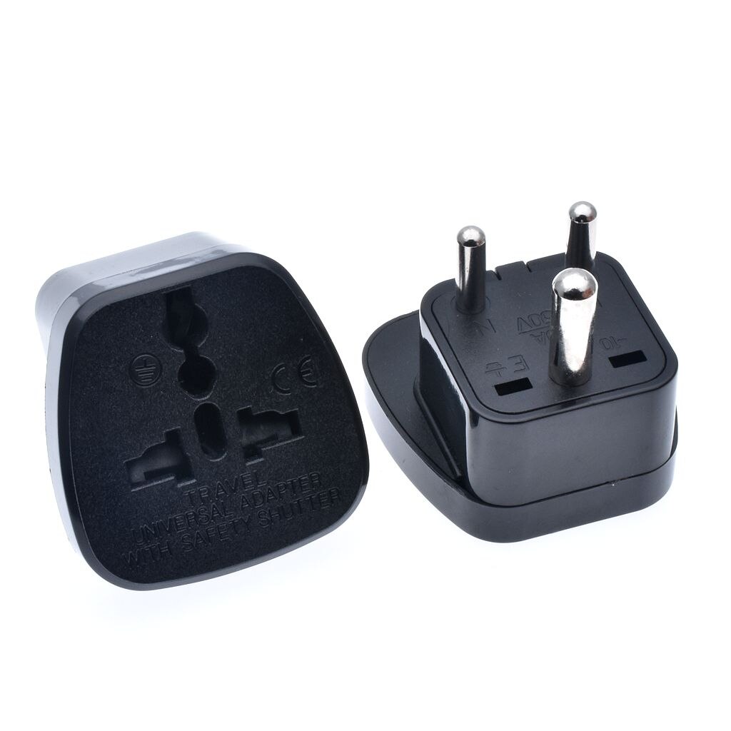 IEC Type D UK/AU/US/EU to Small South Africa Power Plug Converter Adaptor India Nepal Sri Lanka Tourism converter safety door: SSI-010-W / SS-010-B