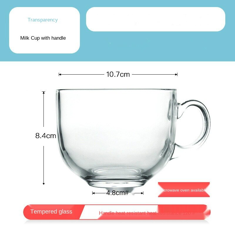 Glass Phnom Penh Oatmeal Breakfast Tempered Glass Milk Cup Breakfast Cup Oatmeal Cup Transparent Tea Cup Coffee Cup: B