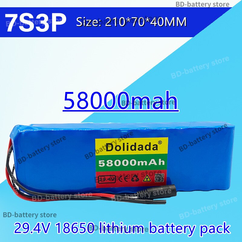 24V 58Ah 7s 3p 18650 batterie lithium-batterie 24v 58000mAh elektrische fahrrad moped elektrische lithium-ionen akku + Ladegerät