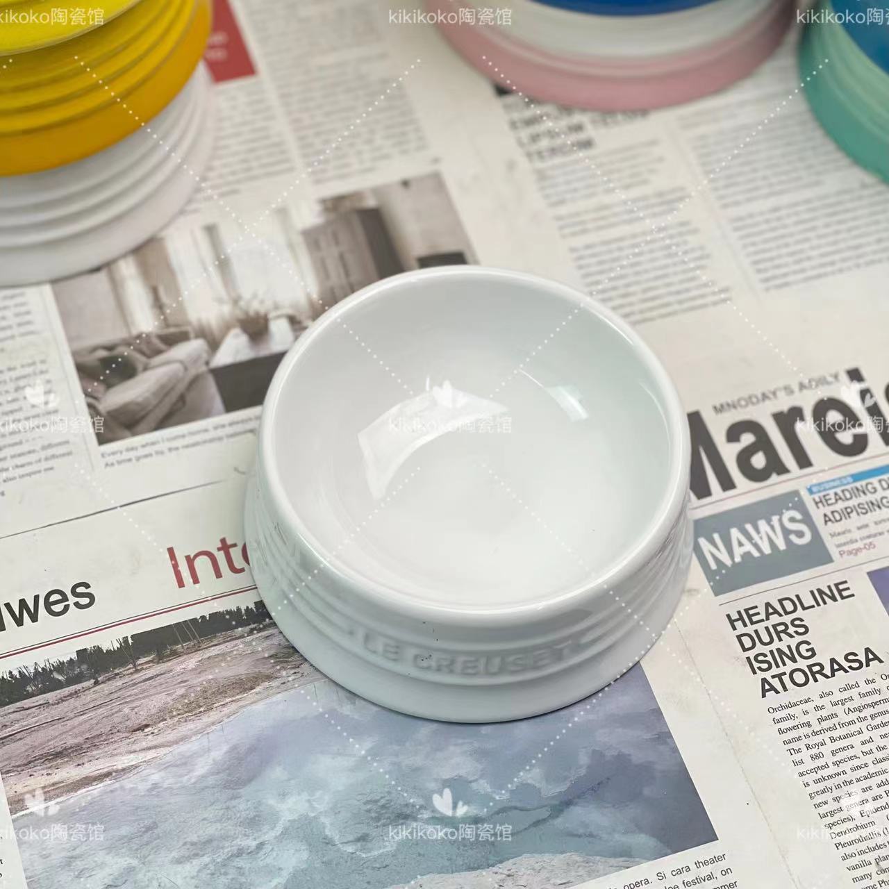 Bol d'eau en céramique française pour chat, Protection des pieds hauts, calibre Cervical, 5 pouces, eau potable, couleur Macaron de haute beauté