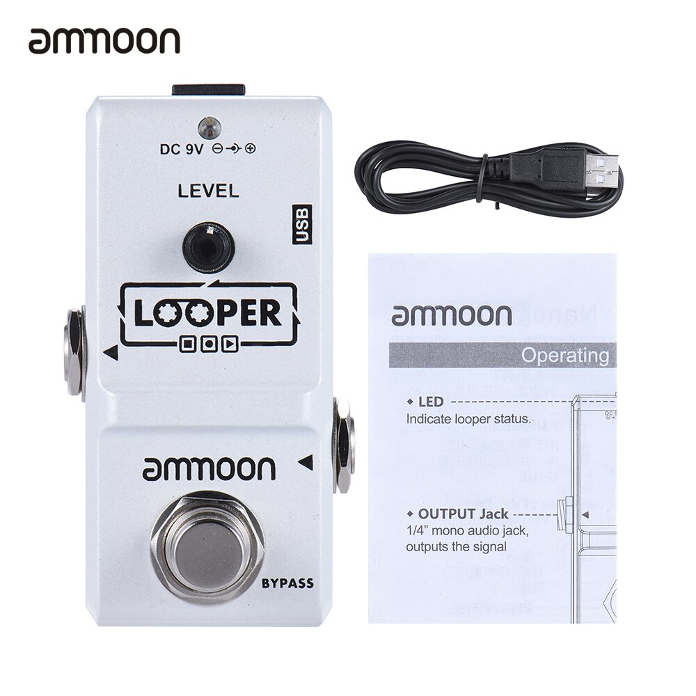 ammoon POCK LOOP Looper Guitar Effect Pedal 11 Loopers Pedal Loop Electric Guitar Pedal Reverse True Bypass Guitar Accessories: AP-09 White