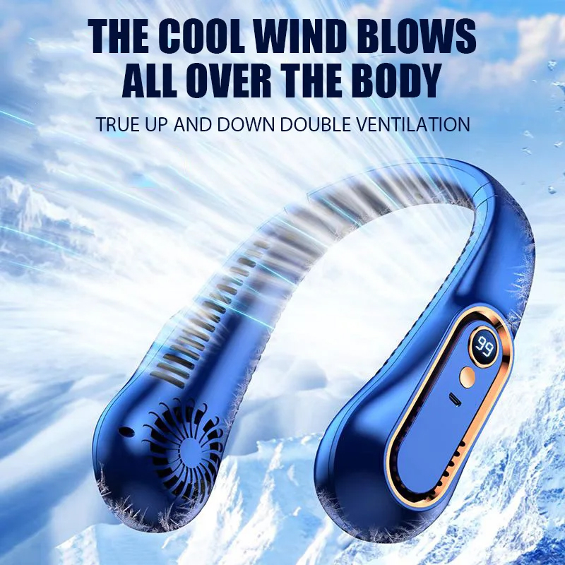 3000mAh ventilateur de cou suspendu Portable sans lame Mini USB Rechargeable muet LED affichage numérique ventilateur électrique refroidisseur d'air d'été ﻿