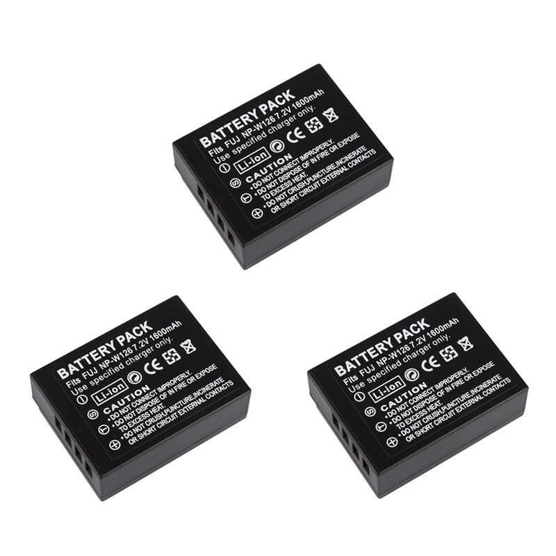 NP-W126 7,2 V 1600mAh NP W126 batería para Fujifilm Fuji X-T2 X-A3 XT2 XA3 X-T20 XT20 X100F NP-W126S de lentes intercambiables: 3 battery