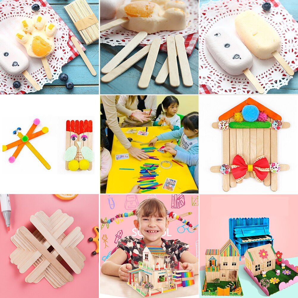 Palito de cubitos de hielo para niños, 50 Uds., accesorios para manualidades, palos de paleta, palos de polo, herramientas para crema de piruleta