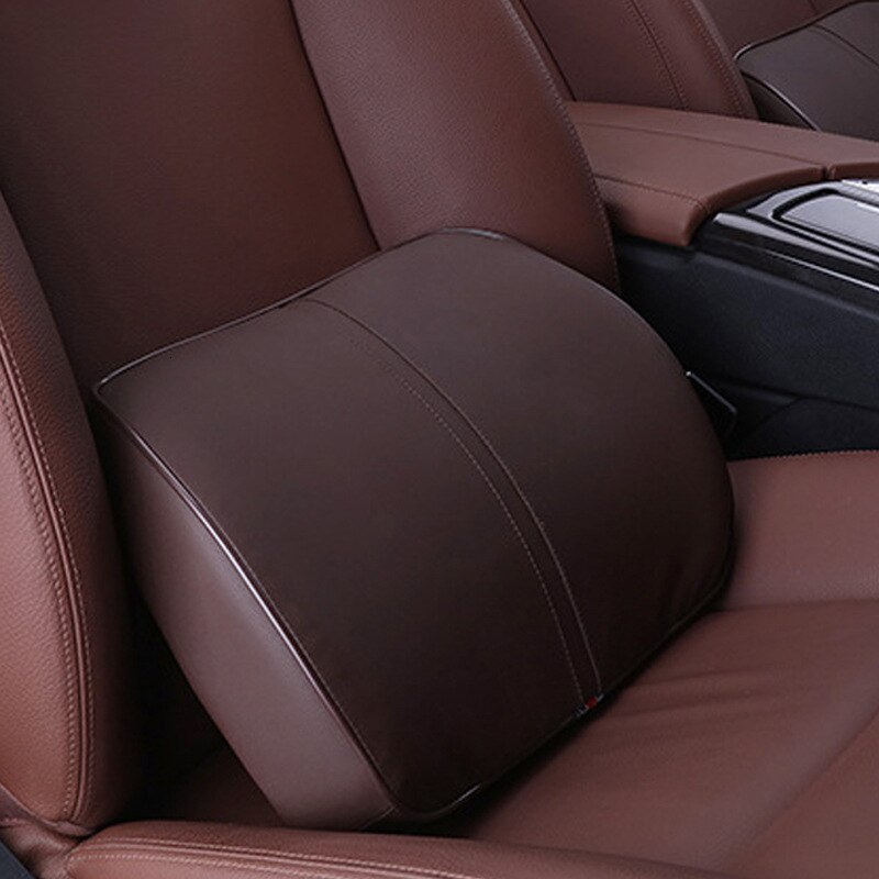 Car Seat Headrest Pillows Waist Back Support Cushions Set Memory Foam Black PU Leather Neck Rest Pad Auto Styling Accessories: 1Pcs Brown Waist