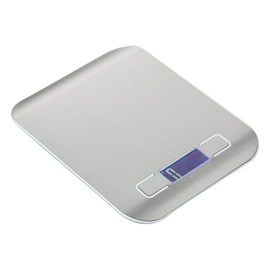 Silver Electronic Kitchen Scales Electronic Cooking Scale Stainless Steel With LCD Display Food Scale For Home And Kitchen: Default Title