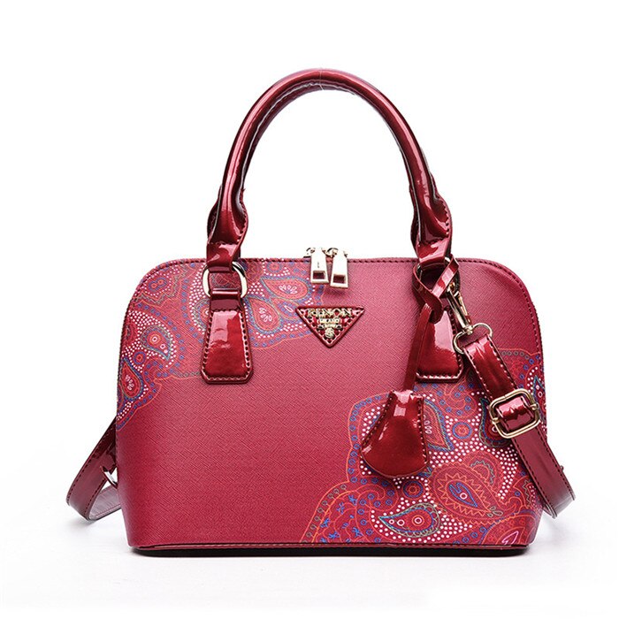 Zhierna kvinners pu lær håndvesker tote topp håndtak bag skulderveske for tenåringer jenter dame crossbody vesker blomstertrykk: Rød