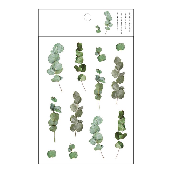 Kokorosa12 Designs Natural Daisy Clover Japanese Words Stickers Transparent PET Material Flowers Leaves Plants Deco Stickers