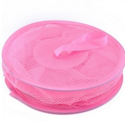 Household Breathable Hanging Bag Toy Storage Hanging Basket Mesh Hanging Cage Folding Three-layer Underwear Drying Basket: Pink