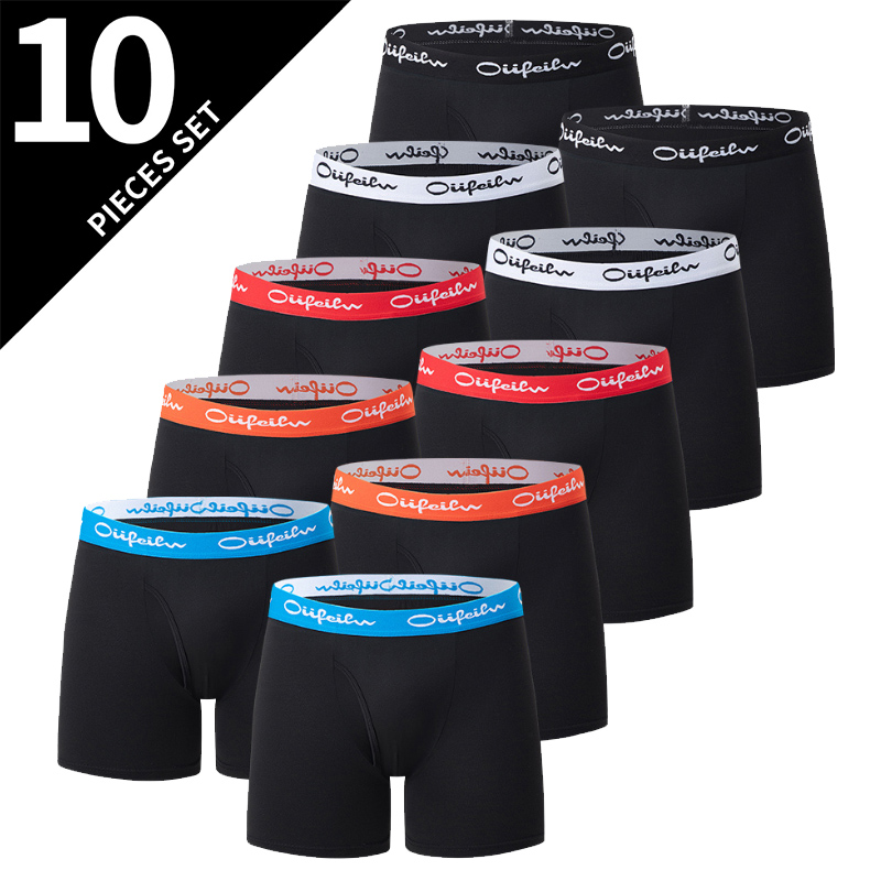 5/10- pak multifarvede herre sportsundertøj til teenagere, afslappet joker shorts med elastisk talje, forælder-barn dreng: S / Brun