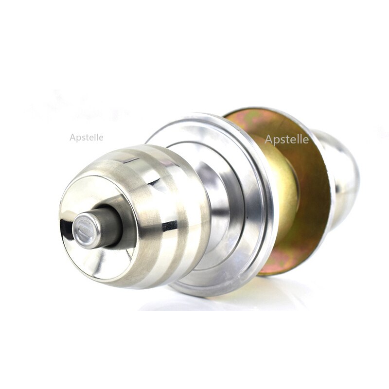 Round Door Handle Door Knobs Lock Stainless Steel Entrance Passage Door Lock with Key for Bedroom Living Room Bathroom