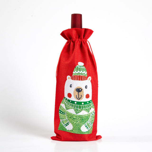 Diy Diamant Schilderen Kerst Wijnfles Zakken Cover Vrolijk Kerstfeest Xmas Wijn Fles Tasje Jaar Tafel Decoratie: TB002A