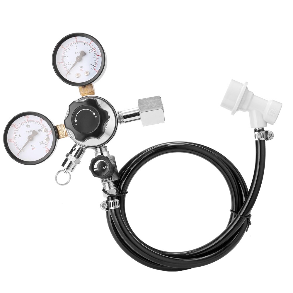 Bærbar rustfri stål øl  co2 tønde regulator sikkerhedstrykventil 0-3000 psi tanke dobbelt manometer