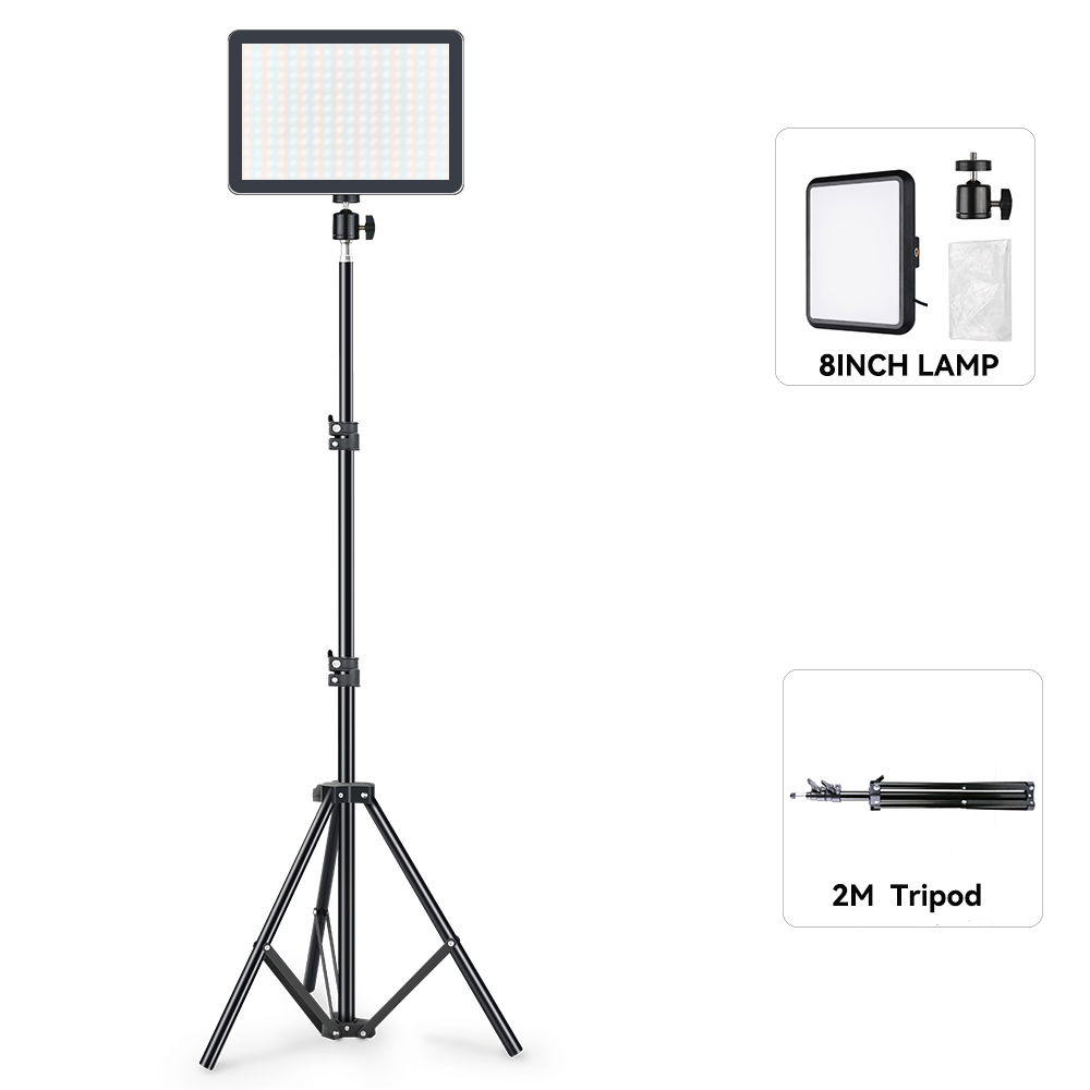 Luz LED de vídeo con soporte de trípode , Panel de iluminación regulable con Control remoto, lámpara de relleno para fotografía en vivo y estudio fotográfico: Castaño